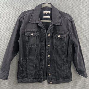 MADEWELL Women's The Oversized Jean Jacket in Lunar Wash Black Denim Size S